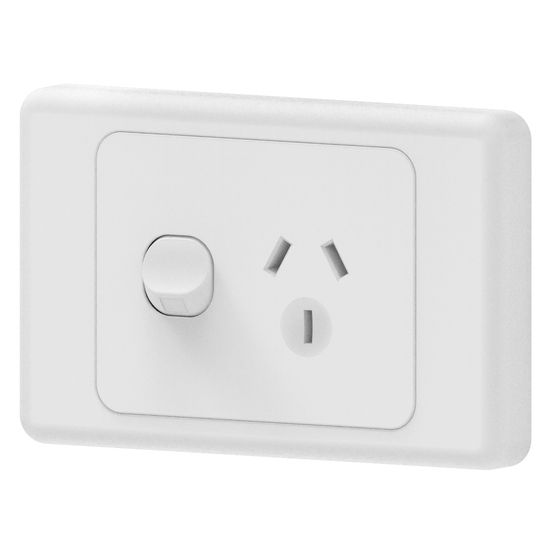 Jaycar Mains 10A Single Powerpoint with ON/OFF Switch – Gloss Finish | PS4024