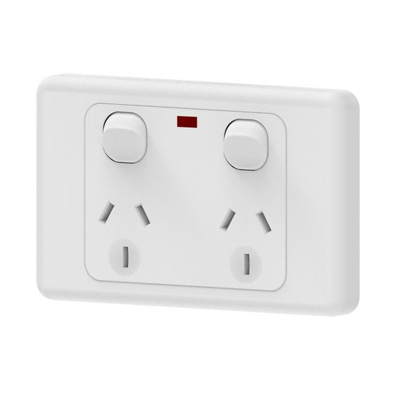 Jaycar 15A Horizontal Double Powerpoint with Neon Indicator – PS4038