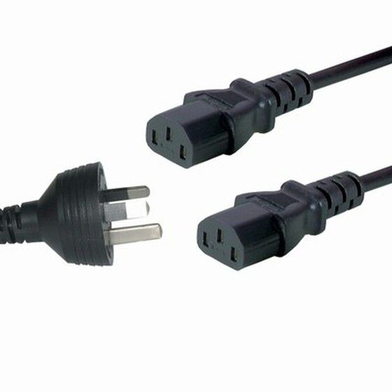 3-Pin Mains Plug to 2× IEC C13 Female Splitter Cable – 1.8m | Jaycar
