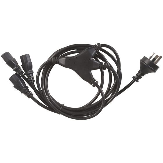 3-Outlet IEC Mains Splitter Cable – 1.8m | 240VAC 10A / 2400W Max | Jaycar