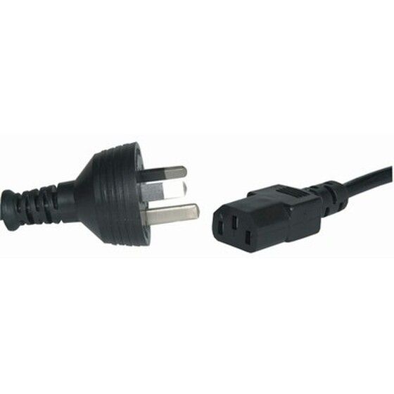 3-Pin Earthed Mains Plug to IEC C13 Female Cable – 1.8m | SAA Approved