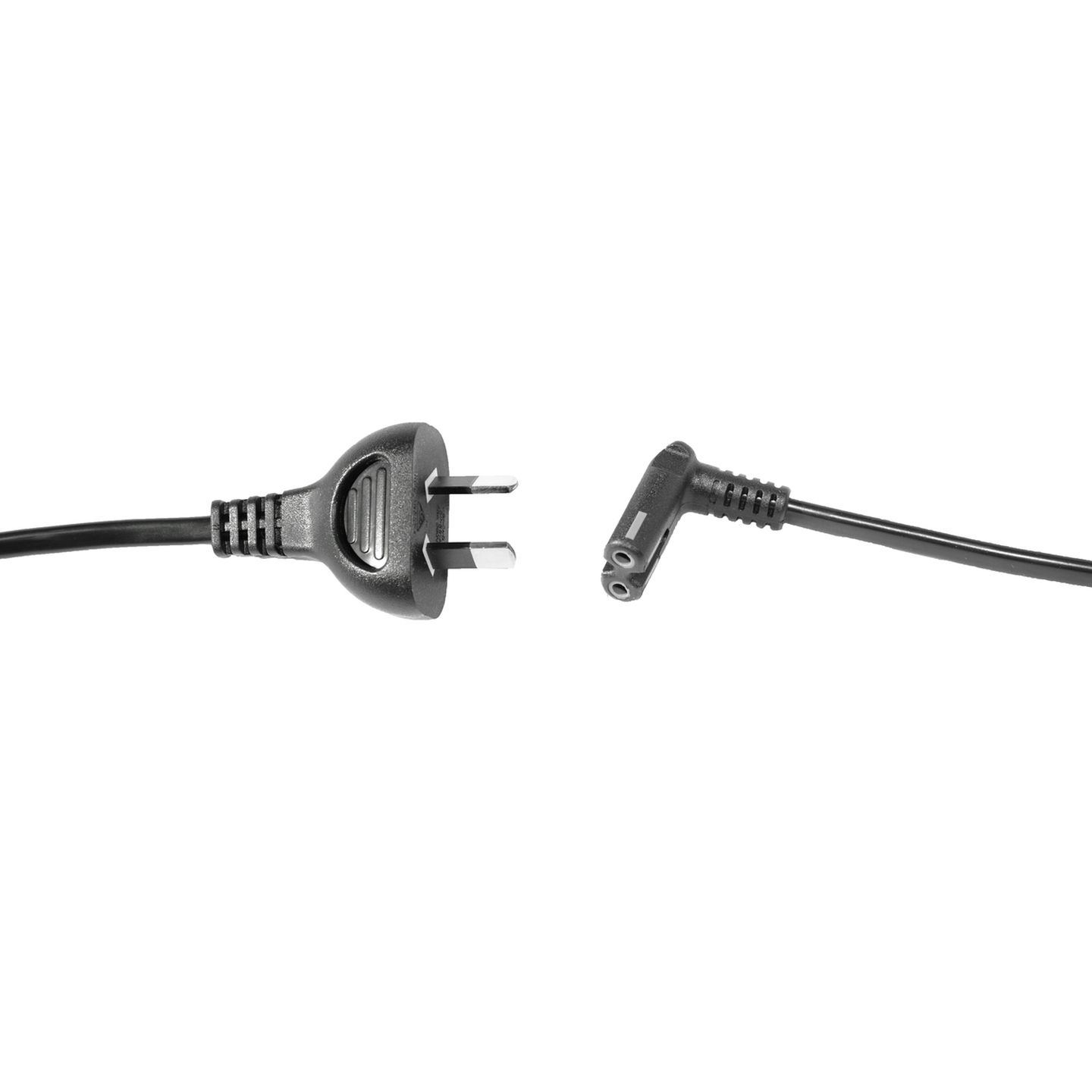 2 Pin Fig 8 Mains Plug to IEC C7 Right Angle Female - 1.8m