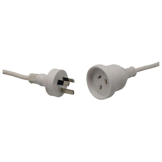 Jaycar 3 m White Mains Extension Cable – 240V Flange Socket