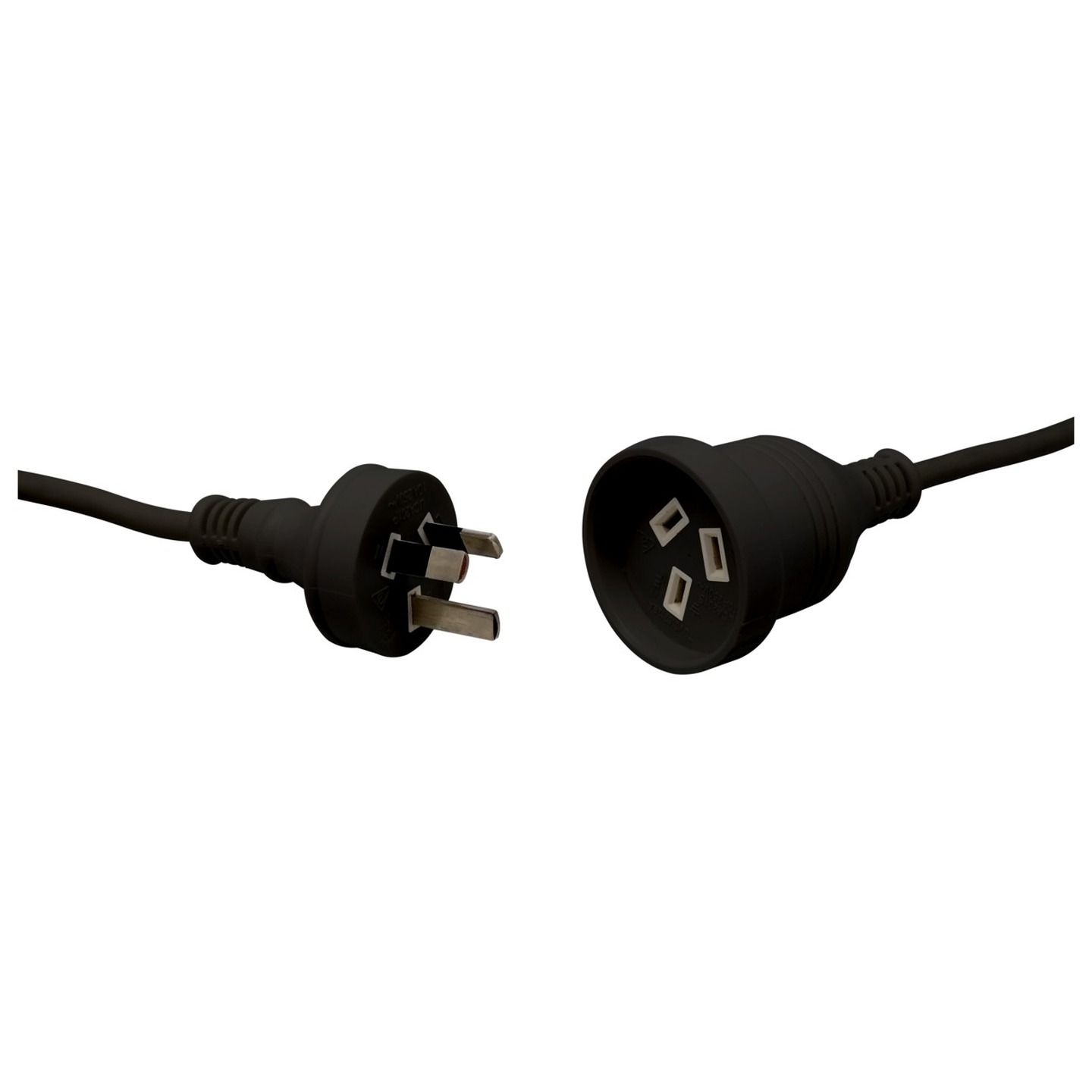 2m Black Mains Extension Cable