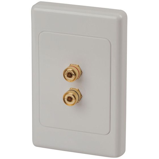 Gold Screw Terminals on Large Wallplate – 1 Red, 1 Black (x2) | Speaker Wiring | Jaycar