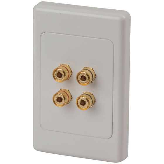Gold Screw Terminals on Large Wallplate – 2 Red, 2 Black (x4) | Speaker Wiring | Jaycar