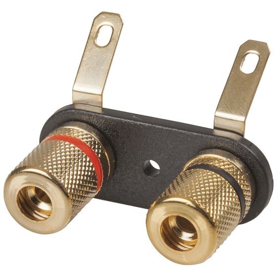 Jaycar PT3008 2-Way Gold Banana/Screw Speaker Terminals – 6mm Bore, Gasket Included