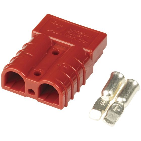 Anderson 50A Power Connector – Red Keyed, Moulded 2-Pole, 8 AWG Contacts