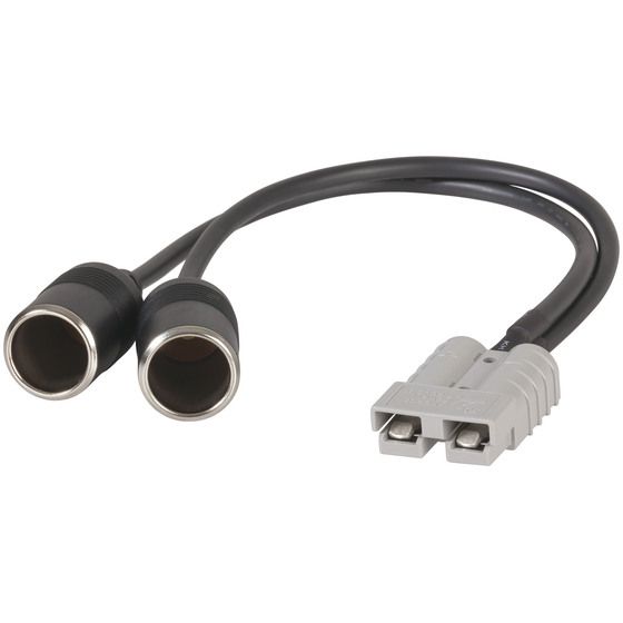 Jaycar 50A Battery Connector to 2 x 15A Cigarette Lighter Sockets – 300mm 16-Gauge Cable