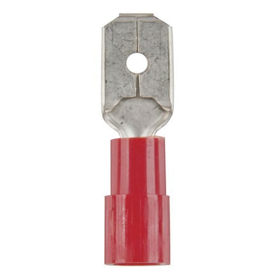 Jaycar Male Spade Connectors, Red (Positive), Pack of 8