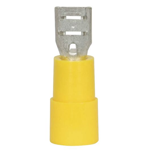 Jaycar Mini Female Spade Connectors – Yellow – Pack of 100 (AWG 12–10)
