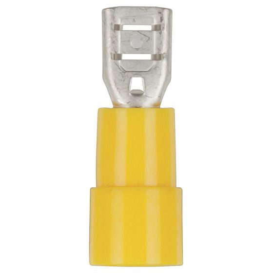 Jaycar Mini Female Spade Connectors – Yellow – Pack of 8 (AWG 12–10)