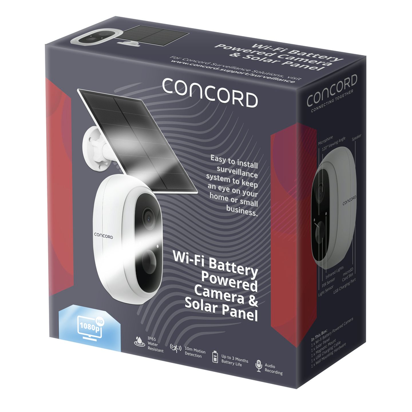 Concord 1080p Battery powered Wi-Fi Camera and Solar Panel