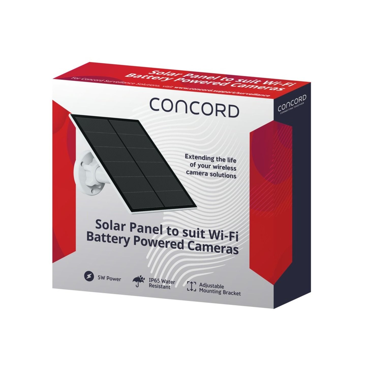 Concord Solar Panel to Suit Wi-Fi Battery Powered Cameras  QC3910/QC3912