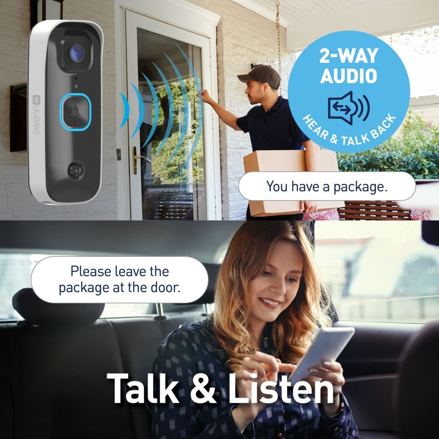 Swann 4K Video Doorbell and Chime Kit with 32GB Card 