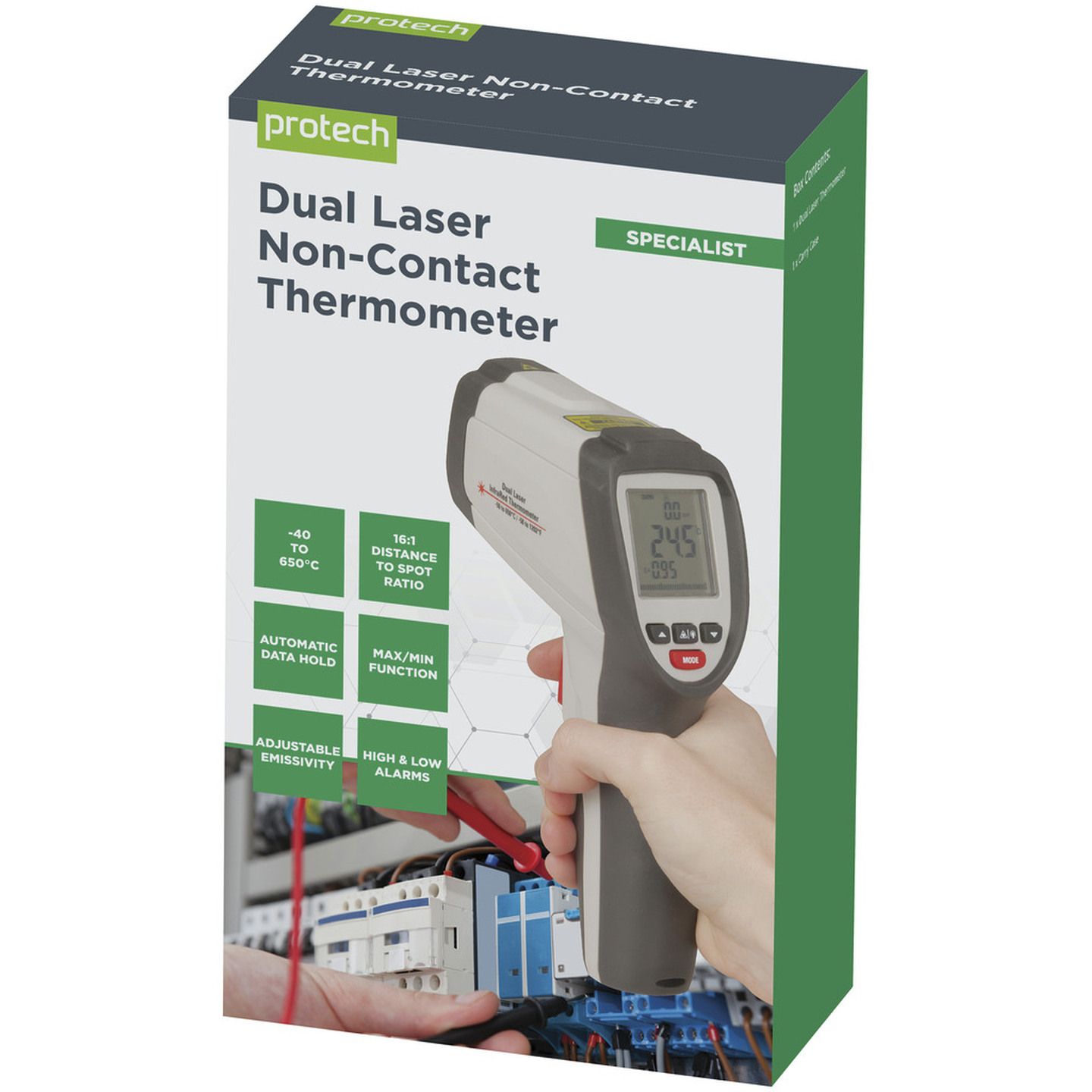 Non-Contact Thermometer with Dual Laser Targeting