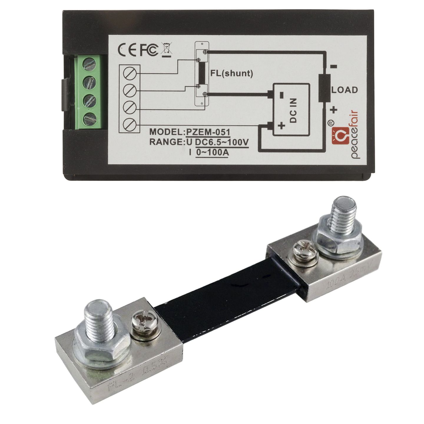 100A 6.5-100V DC Power Meter with External Shunt