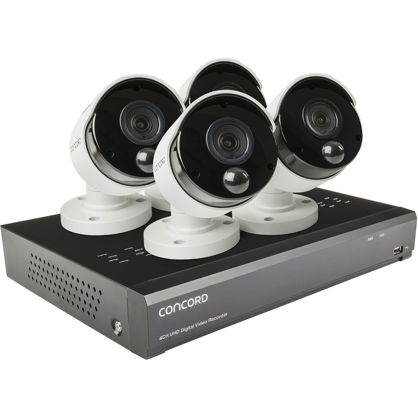 Concord 4CH 4K DVR Kit with 4 x 4K PIR Bullet Cameras