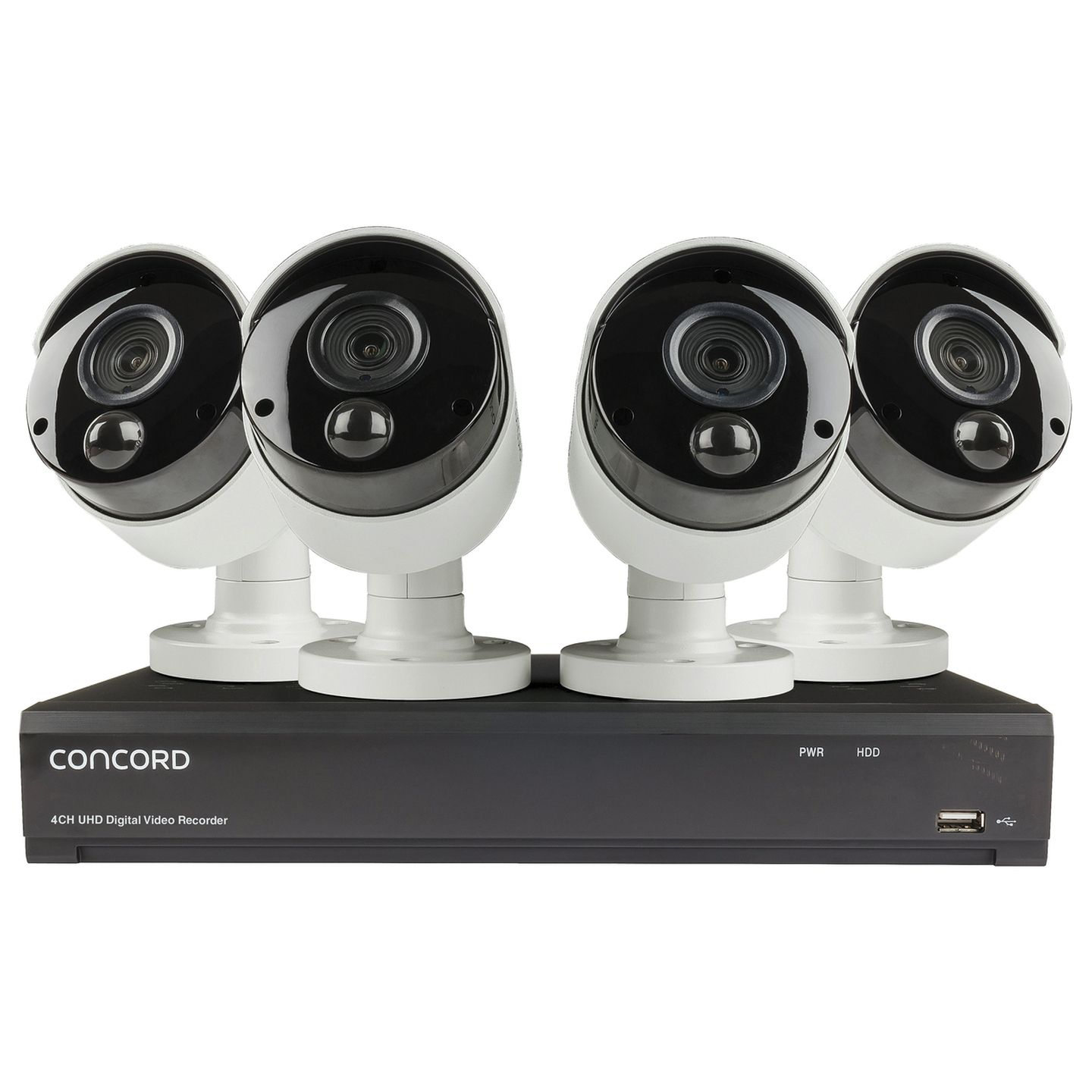 Concord 4CH 4K DVR Kit with 4 x 4K PIR Bullet Cameras