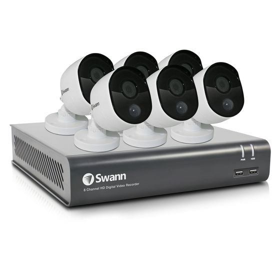 SWANN 8-Channel 1080p DVR Kit with 6× 1080p PIR Cameras