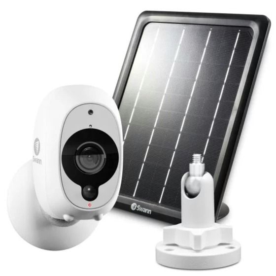 Swann 1080P Wi-Fi Solar Security Camera with Outdoor Mounts & Theft Deterrent Stickers