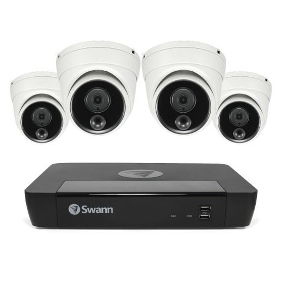 SWANN 8-Channel 4K NVR Security Kit with 4x PIR Dome Cameras