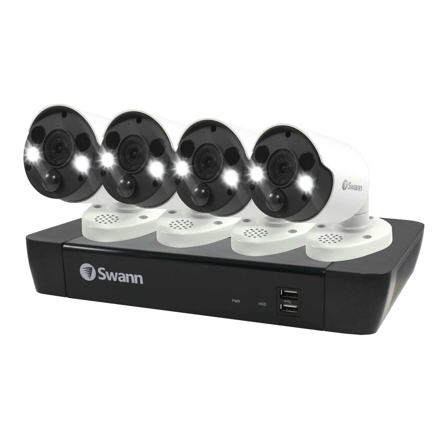 Swann 8CH 4K NVR Kit with 4 x 4K PIR Spotlight Bullet Cameras SWNVK-886804FB