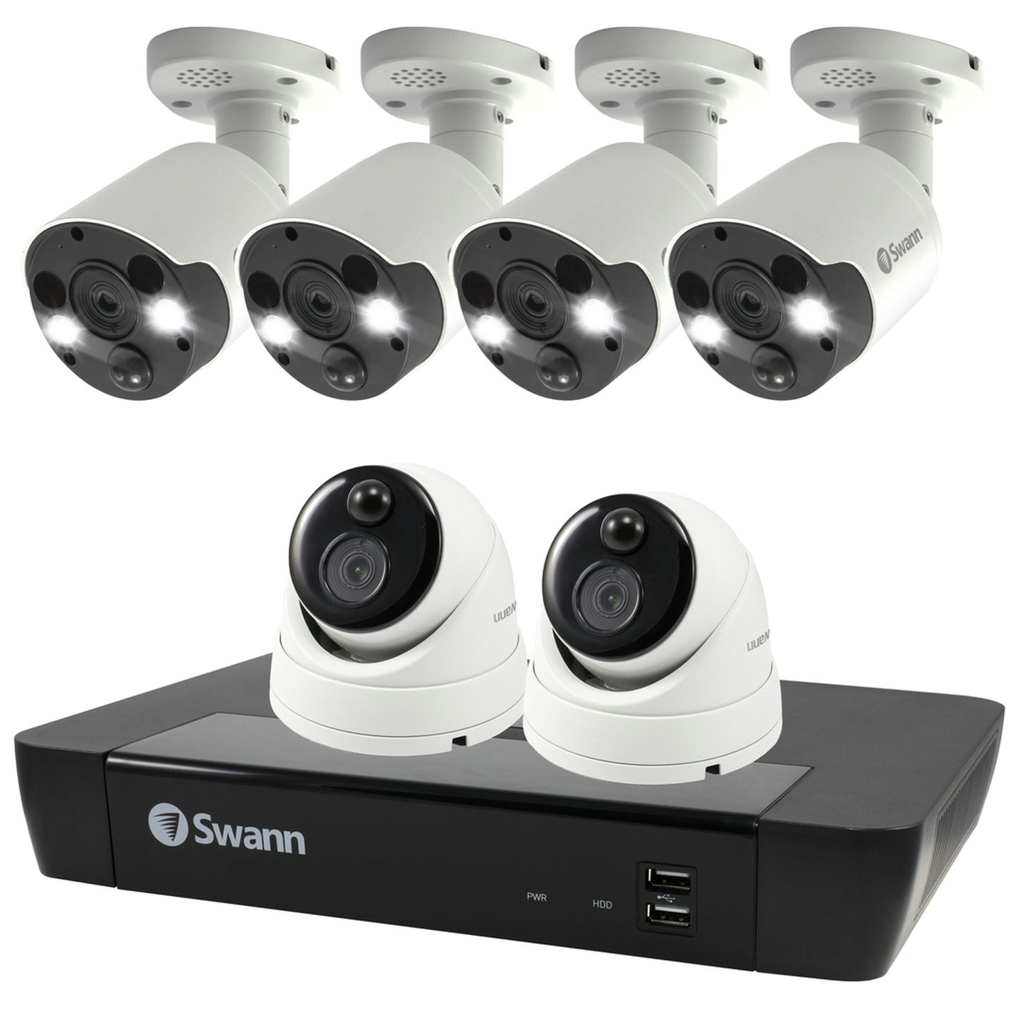 Swann 8CH 4K NVR Kit with 4 x 4K PIR Bullet Cameras 2 x 4k PIR Dome cameras SWNVK-886802D4FB