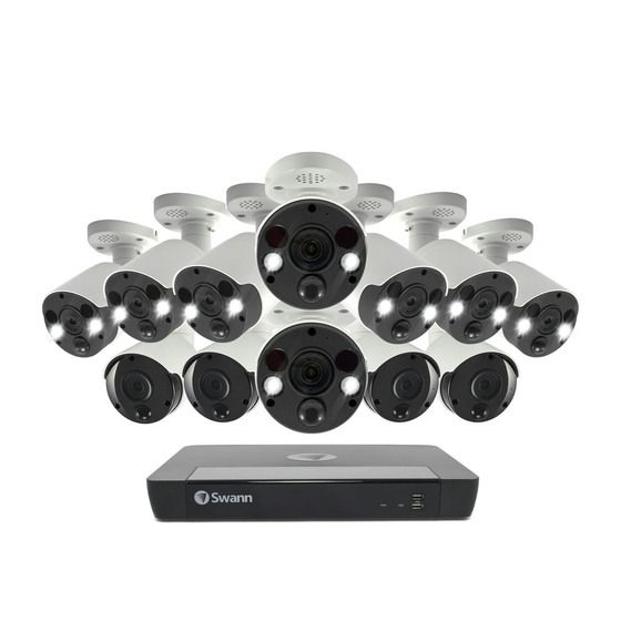Swann 16-Channel 4K NVR Kit with 8x PIR Spotlight Bullet + 4x PIR Bullet Cameras (SWNVK-1686804B8FB)
