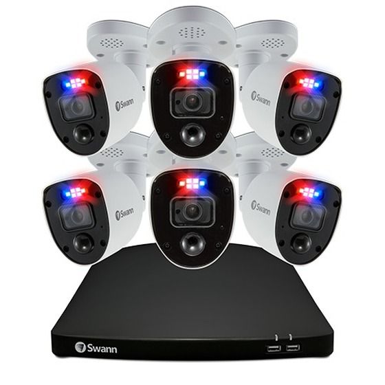 Swann 8CH 4K DVR Kit – 6× PIR Bullet Cameras with Red/Blue Deterrent Lights | SWDVK-856806RL