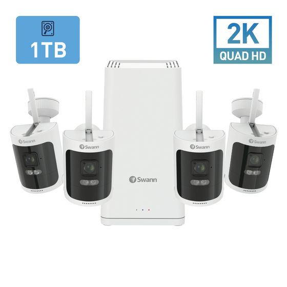 SWANN 2K Wi-Fi NVR Base with 4× 2K Battery-Powered Cameras (SWNVK-650KH4)