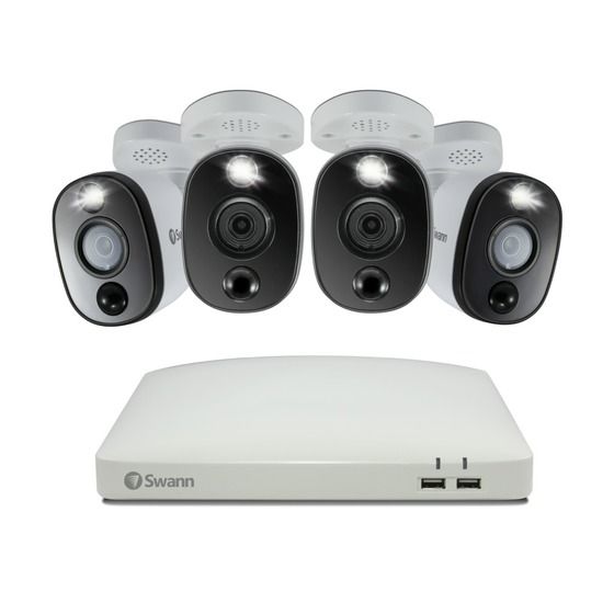 SWANN 4-Channel 4K DVR Kit with 4× 4K PIR Bullet Cameras & LED (SWDVK-45680W4WL)