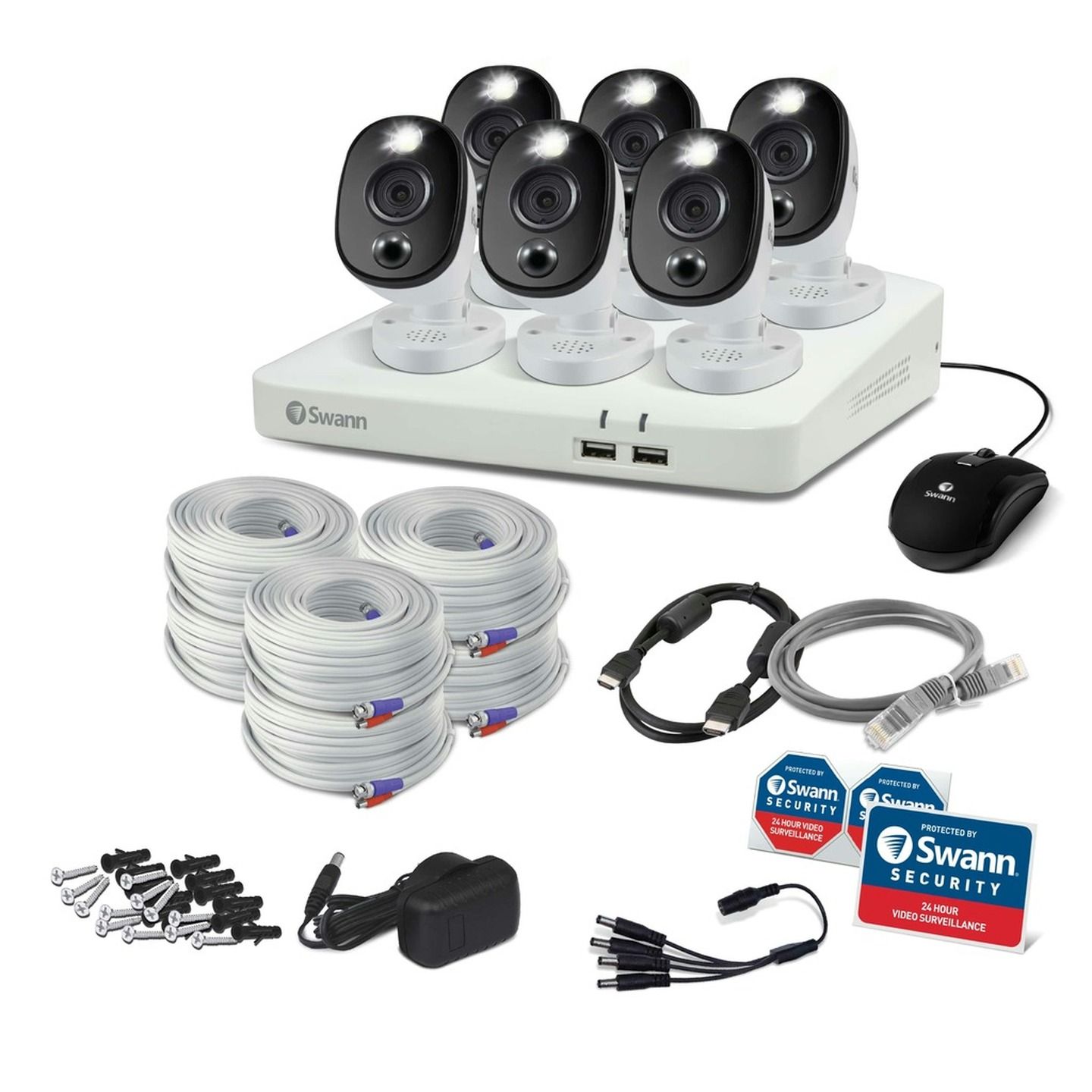 Swann 8CH 4K DVR Kit with 6 x 4K PIR Bullet Cameras SWDVK-85680W6WL