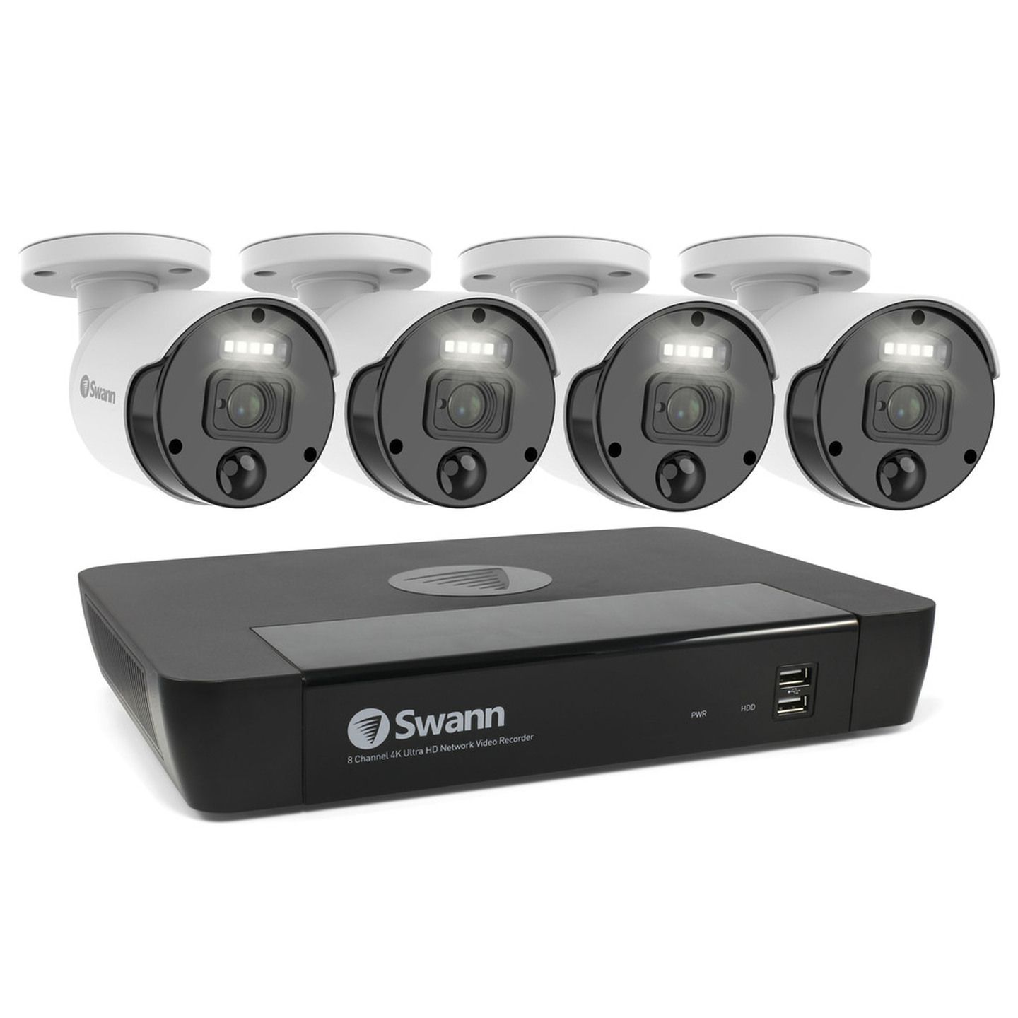 Swann 8 CH 4K NVR Kit with 4 x 4K PIR Bullet Cameras SWNVK-876804