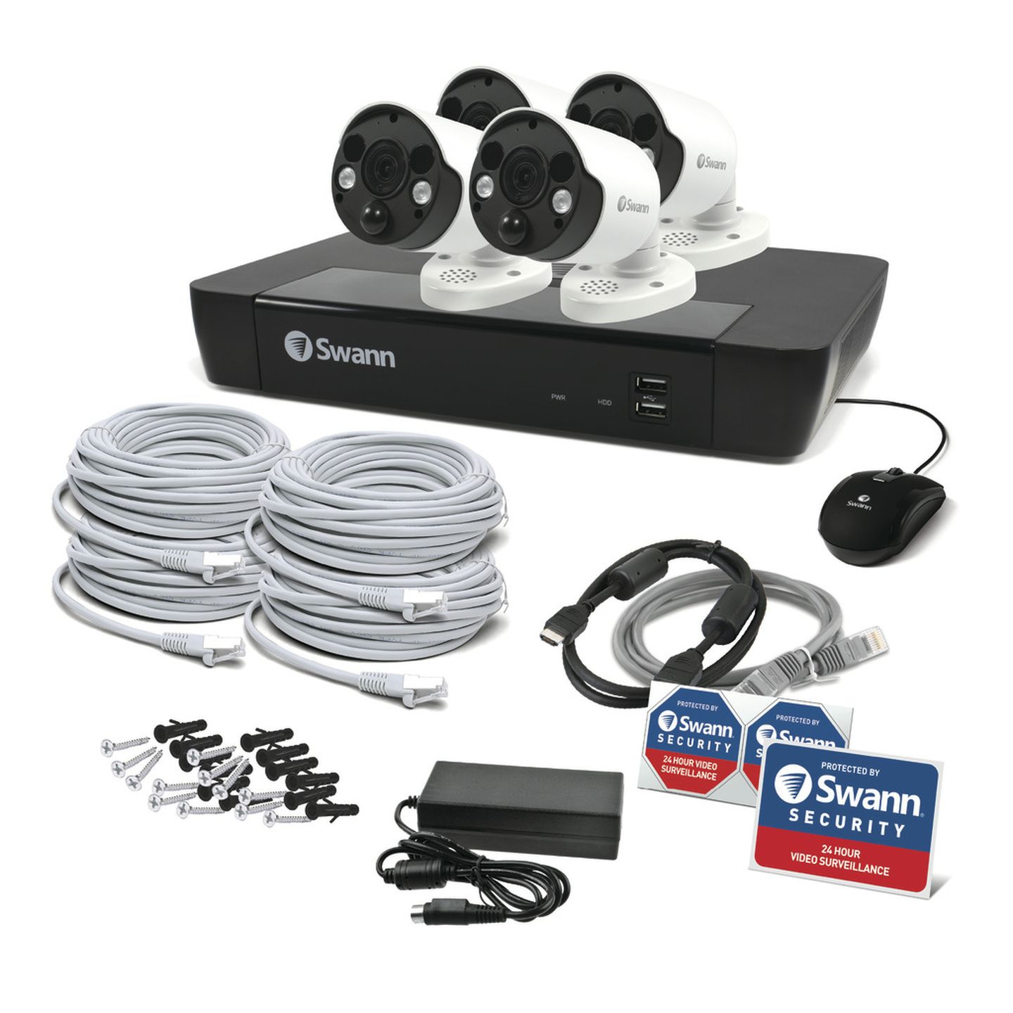 Swann 8CH 6K NVR Kit with 4 x 6K PIR Bullet Cameras SWNVK-890004FB