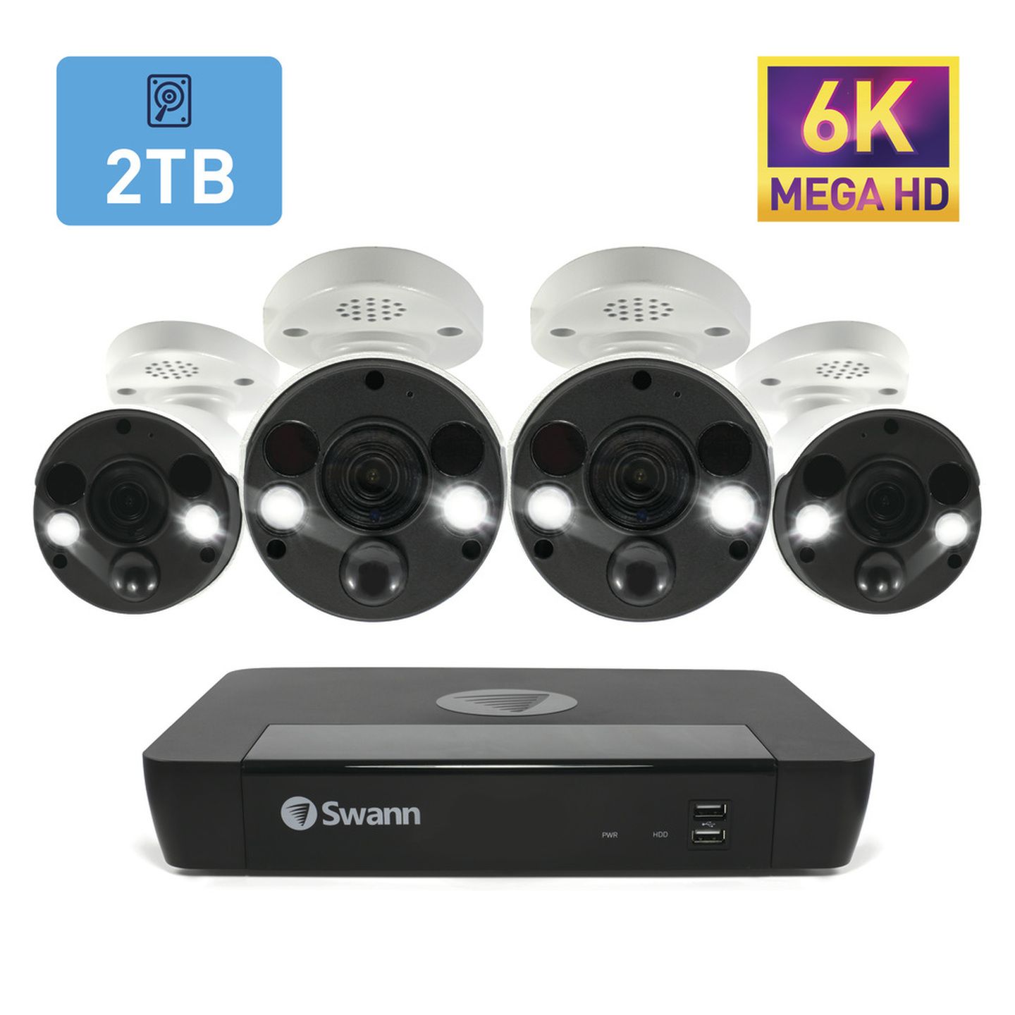 Swann 8CH 6K NVR Kit with 4 x 6K PIR Bullet Cameras SWNVK-890004FB