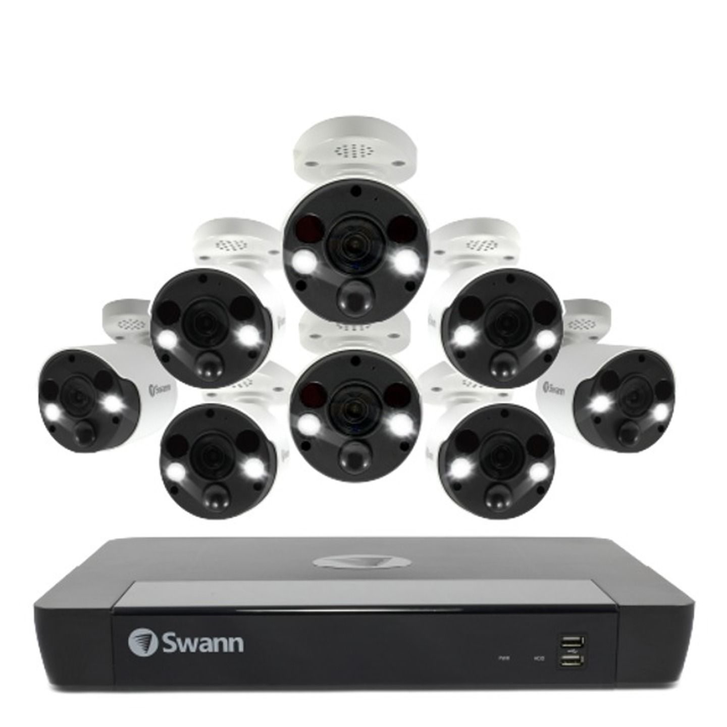 Swann NVR16-8580 4K/2TB/8x NHD-887MSFB 4K Spotlight Bullet Pro Series IP Digital still image video cameras SONVK-1686808FB-AU