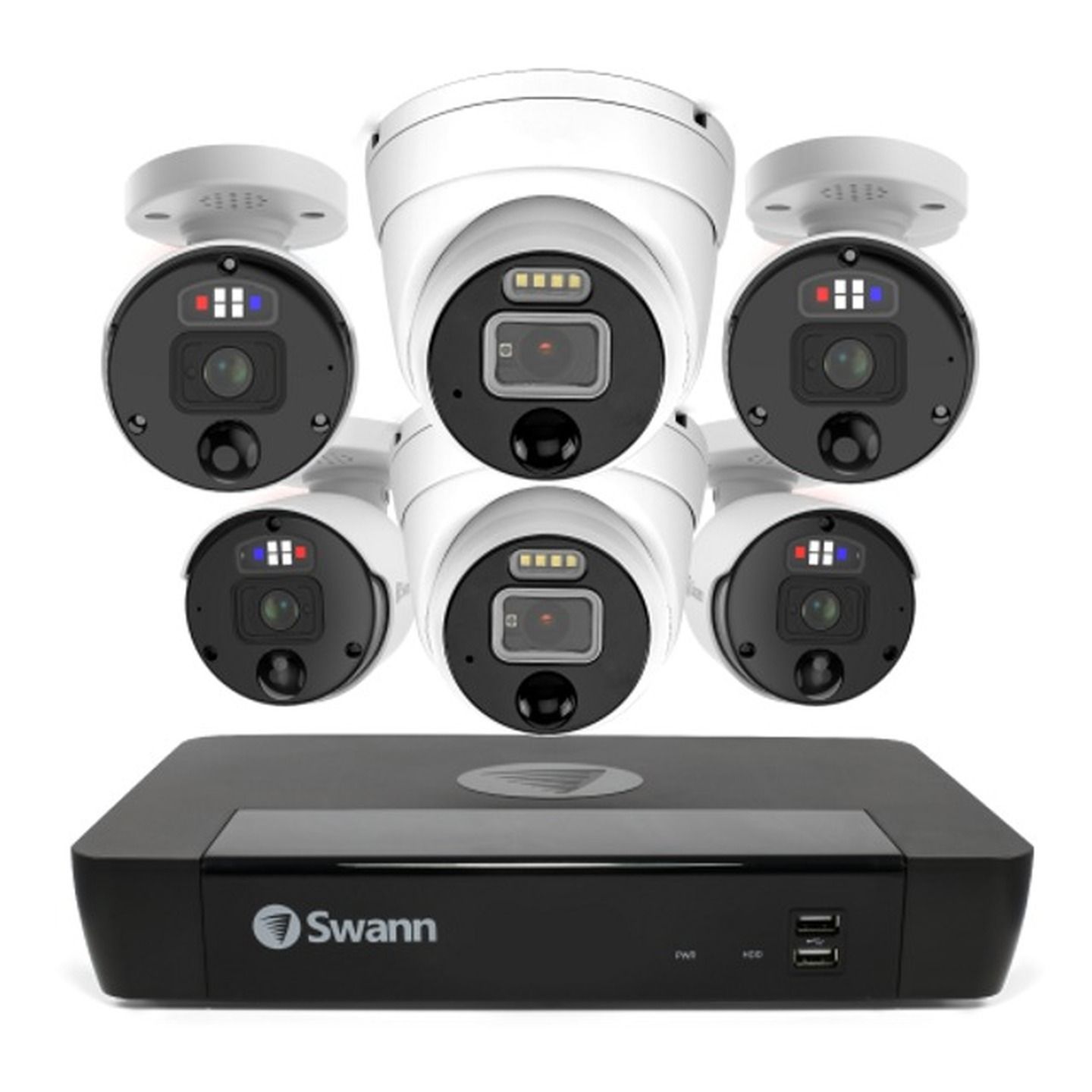 Swann NVR8-8580 / 2TB / 4x NHD-1200BE Bullet Enforcer / 2x NHD-1200D Dome Enforcer Cameras brown box SONVK-890004B2D-AU