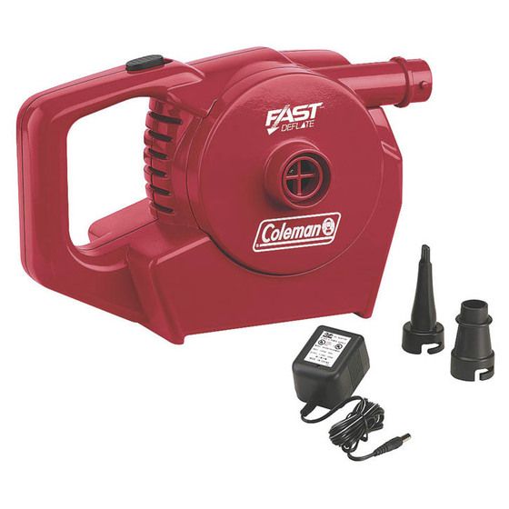 Coleman 12V/240V Rechargeable Quick Pump – Inflates and Deflates, 24CFM Output, Fits Most Inflatables