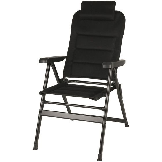 Jaycar Black Folding Camping Chair – Adjustable Recline with Removable Headrest Pillow