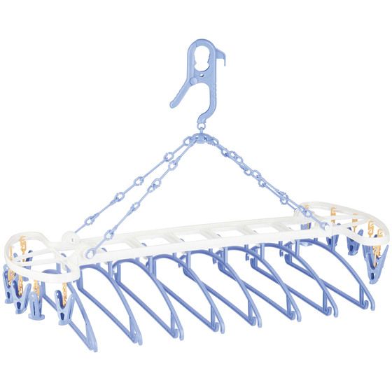 Jaycar Portable Clothes Hanger – Folds Flat, 600g Capacity, 8 Hangers & 12 Peg Clips