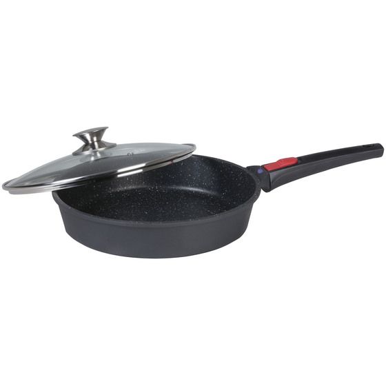 INDUCTION FRY PAN 28CM WITH REMOVEABLE HANDLE & LID