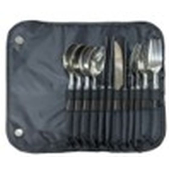 12PC STAINLESS STEEL CUTLERY SET W/ ROLL UP TRAVEL POUCH