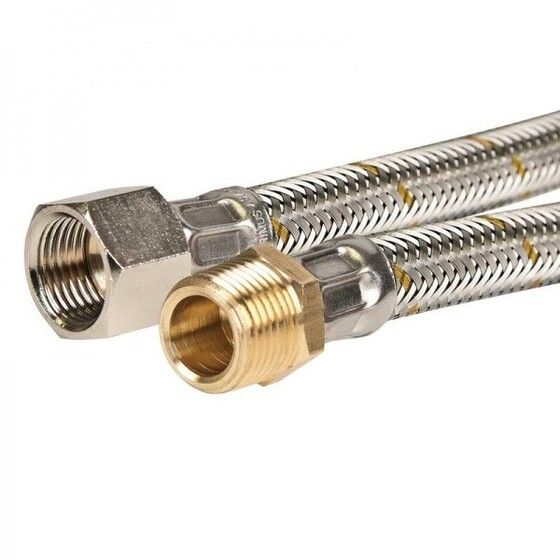 Stainless Steel Braided Gas Hose – 3/8" BSP Male to 1/4" BSP Female, 1200mm | Jaycar