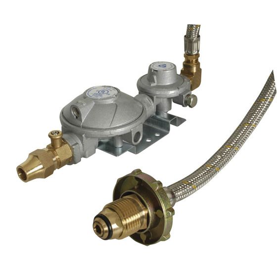 GAS REGULATOR KIT FOR SINGLE BOTTLE - DUAL STAGE REGULATOR AND HOSE