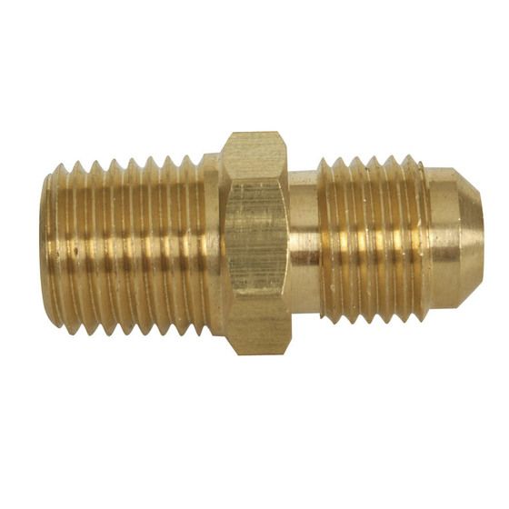 Jaycar Gas Fitting – 5/16" SAE Male to 1/4" BSP Male, Solid Brass