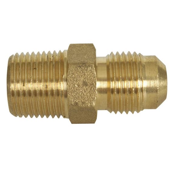 Jaycar Gas Fitting – 3/8" SAE Male to 3/8" BSP Male, Solid Brass