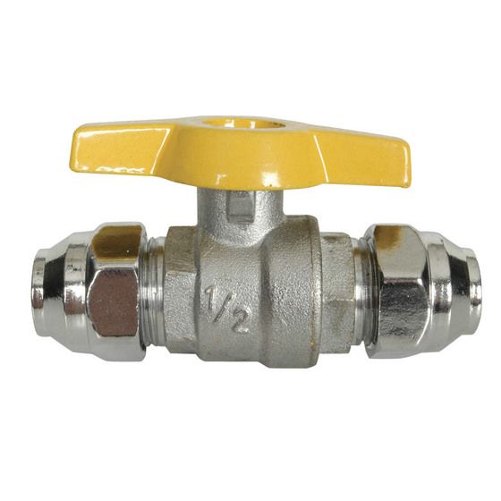 Jaycar 3/8" BSP Flared Ball Valve – Brass Gas Line Shut-Off Fitting