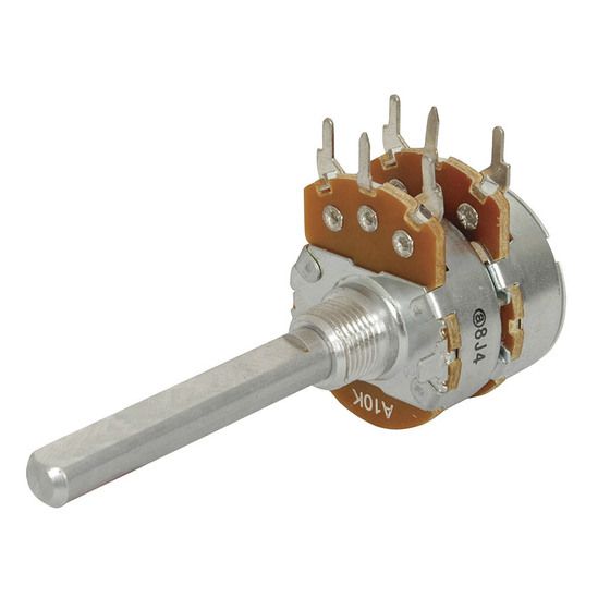 50K Ohm Logarithmic (A) Double Gang 24mm Potentiometer – Jaycar RP3760