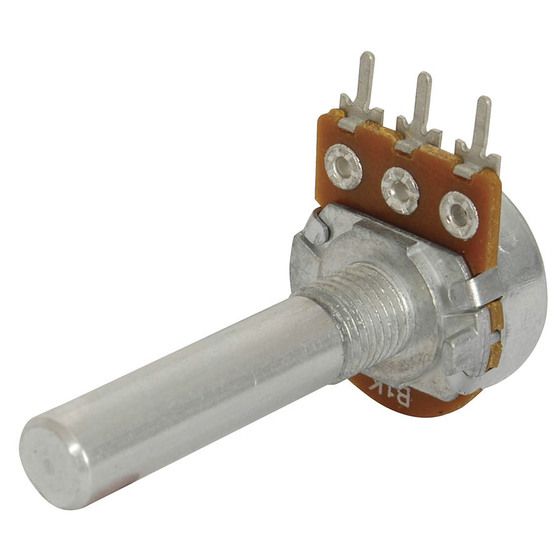 Jaycar 1K Ohm Logarithmic (A) Single Gang 16mm Potentiometer – 30mm D-Shaft, 0.1W